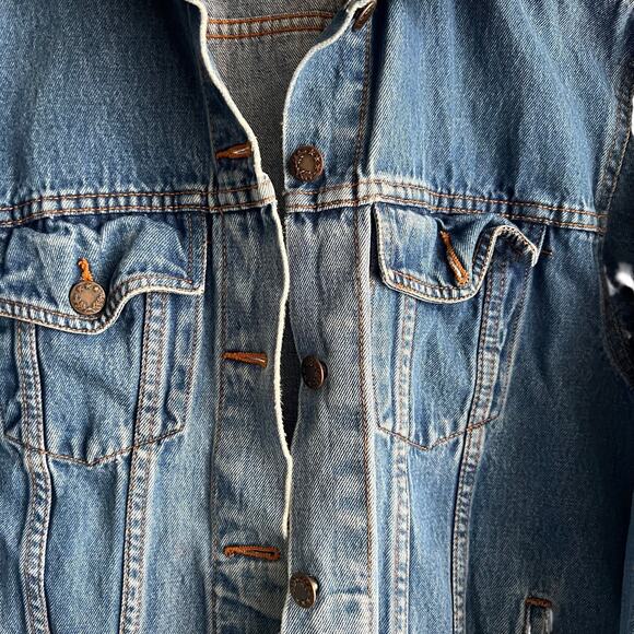 Vintage Blue Jean Jacket Size Large 21x25 Preowned - Picture 5 of 7